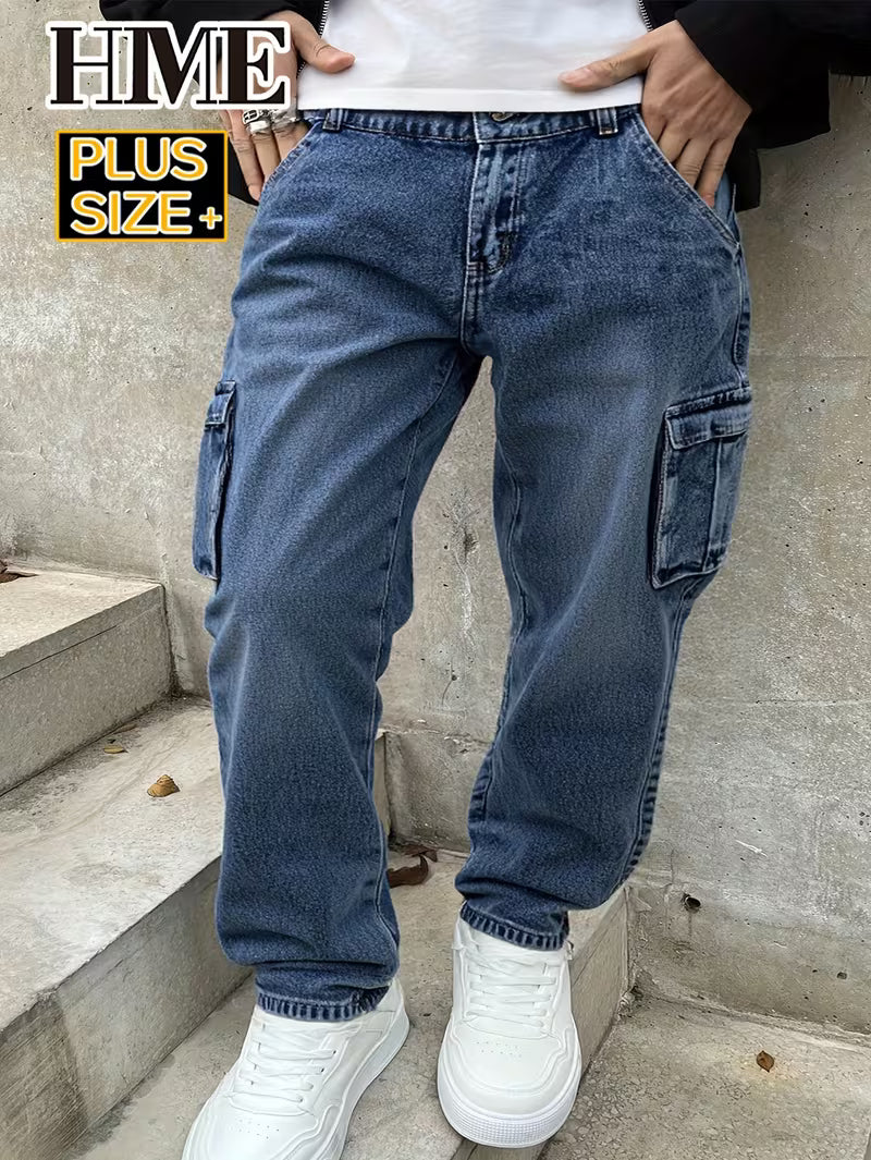pantalon en tela jeam con bolsillos 