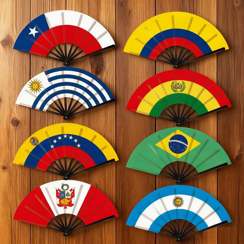 Abanico Plegable con Banderas Sudamericanas — 8 Países | Fiestas, Eventos y Animación