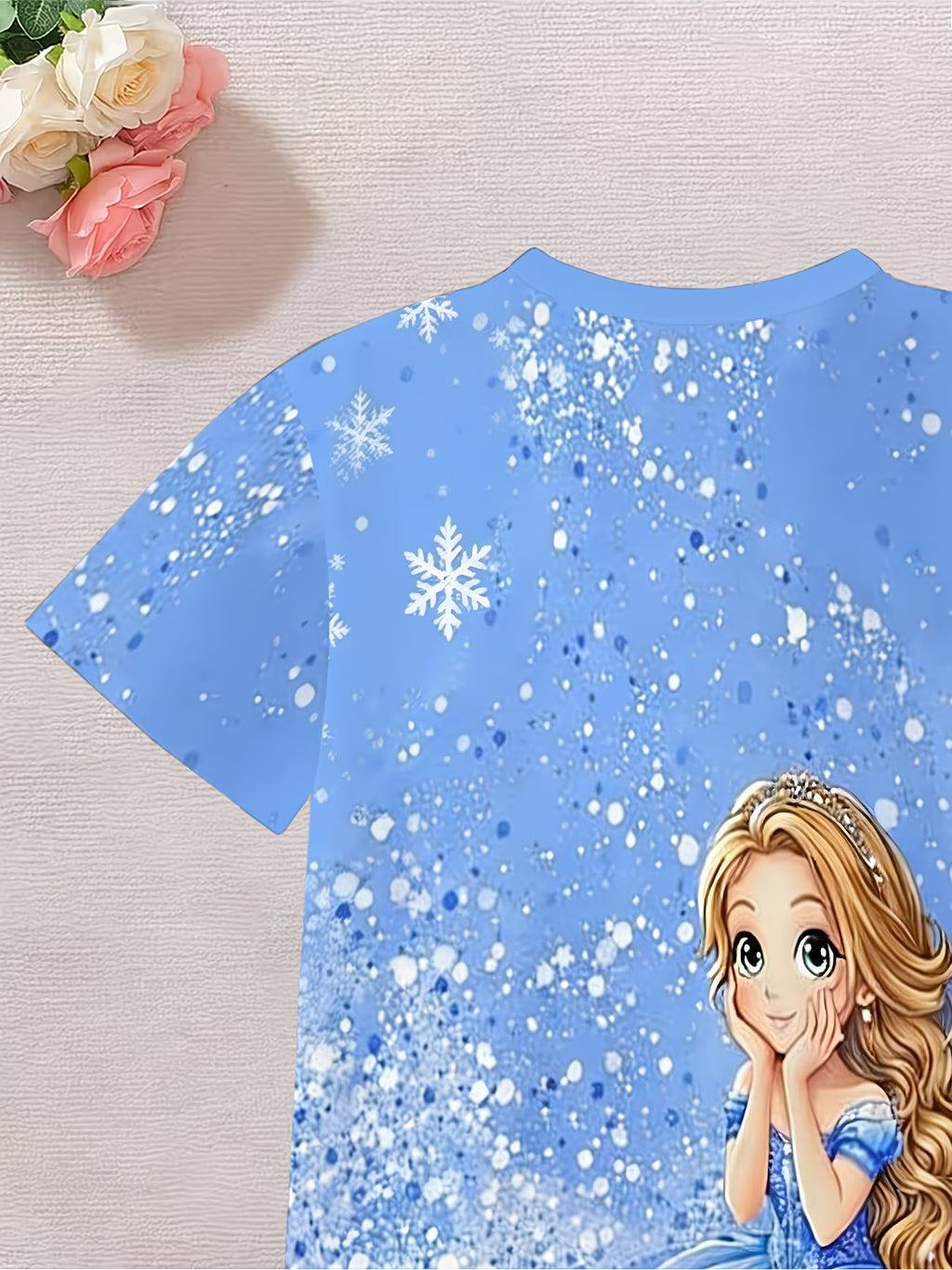 Conjunto de Camiseta y Shorts para Niña | Estampado 3D Princesa Azul | Tallas 1-2 a 13-14 Años