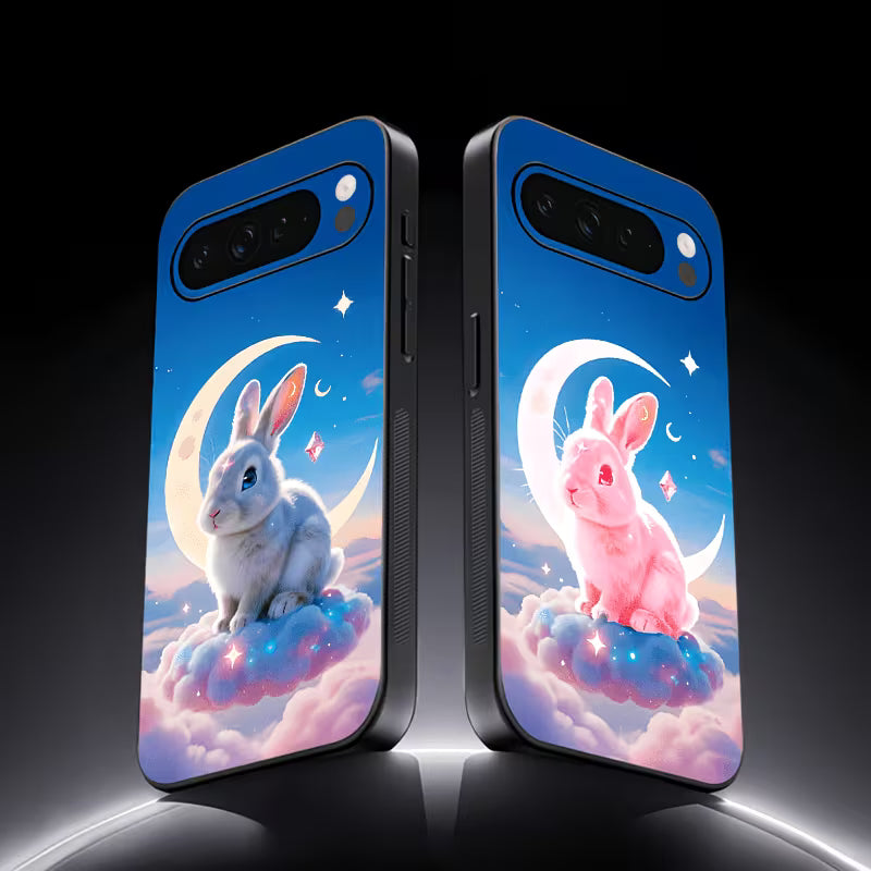 Funda Inteligente con Música y Luces para Google Pixel — Caballos con Unicornio y Conejo con Luna