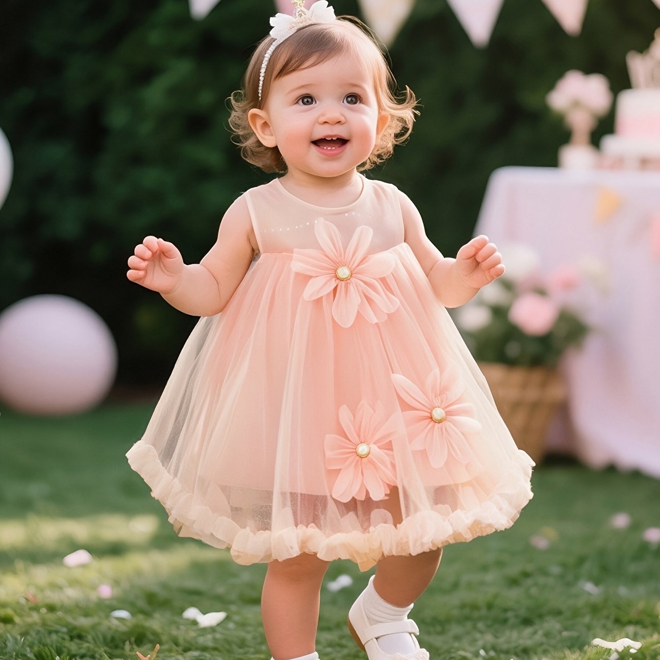 Vestido de Tul Rosa para Bebé y Niña | Lazo Grande, Falda Esponjosa | Tallas 9M a 2-3 Años