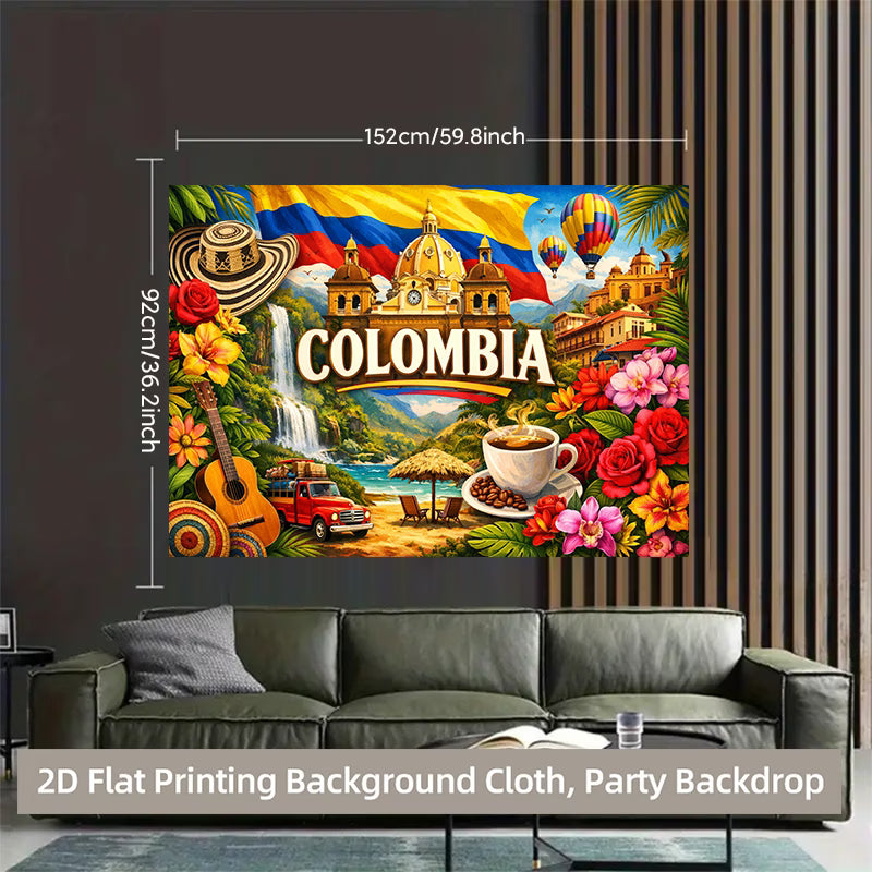 Banner Decorativo Colombia 🇨🇴 | Tela de Fondo 2D | Fiestas, Cumpleaños, Eventos | 152x92cm