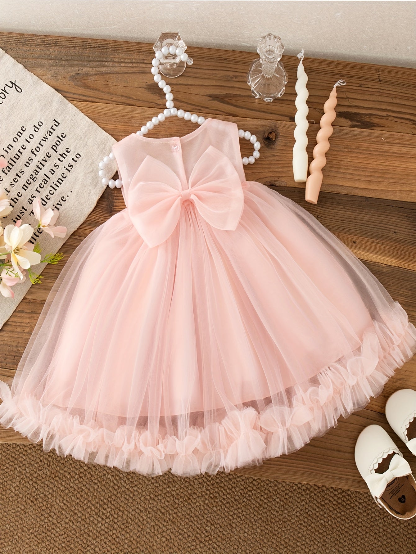 Vestido de Tul Rosa para Bebé y Niña | Lazo Grande, Falda Esponjosa | Tallas 9M a 2-3 Años