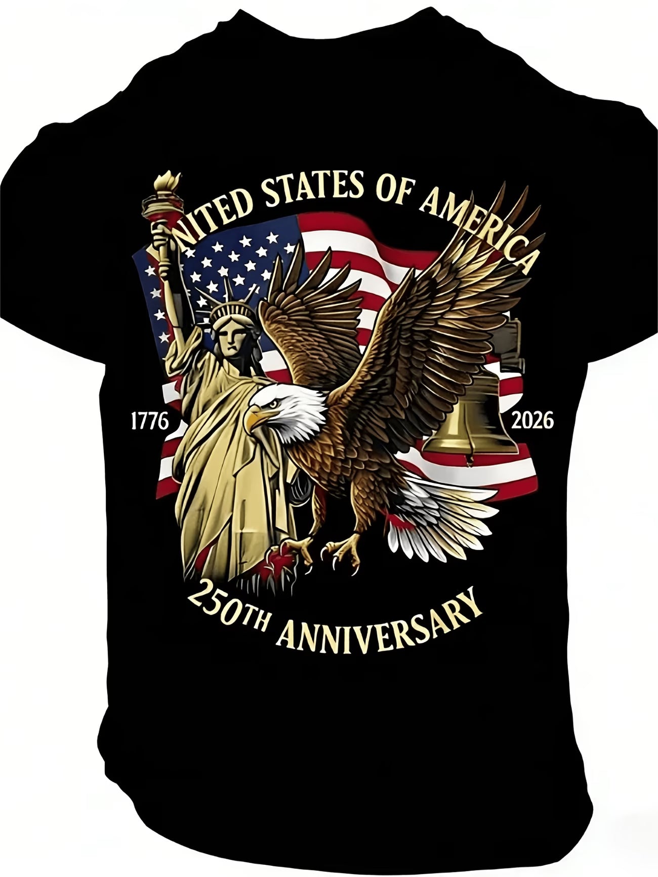 Camiseta Patriótica 250 Aniversario USA | Águila, Estatua de la Libertad y Bandera | Tallas 1XL a 6XL