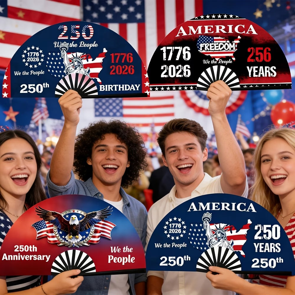 Pack 2 Abanicos Plegables Patrióticos | 250 Aniversario de América 1776-2026