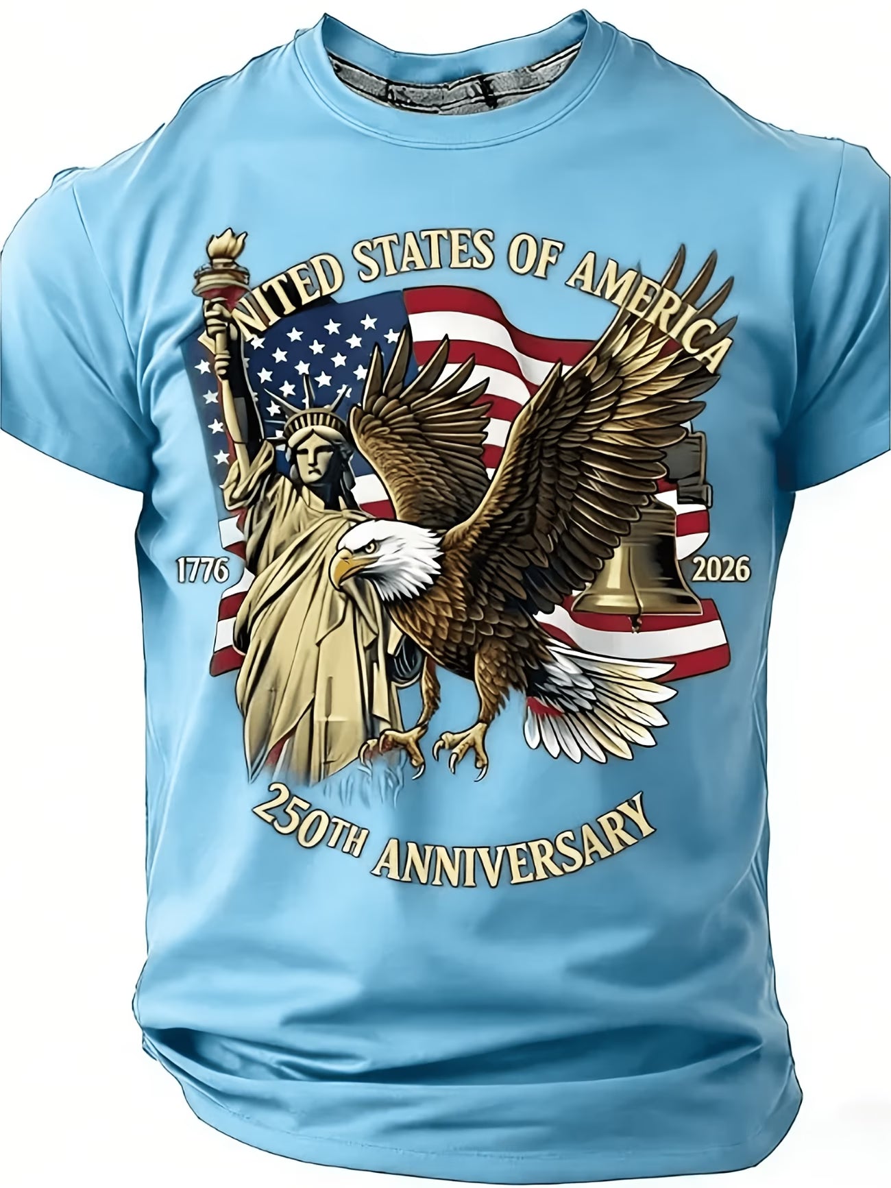 Camiseta Patriótica 250 Aniversario USA | Águila, Estatua de la Libertad y Bandera | Tallas 1XL a 6XL