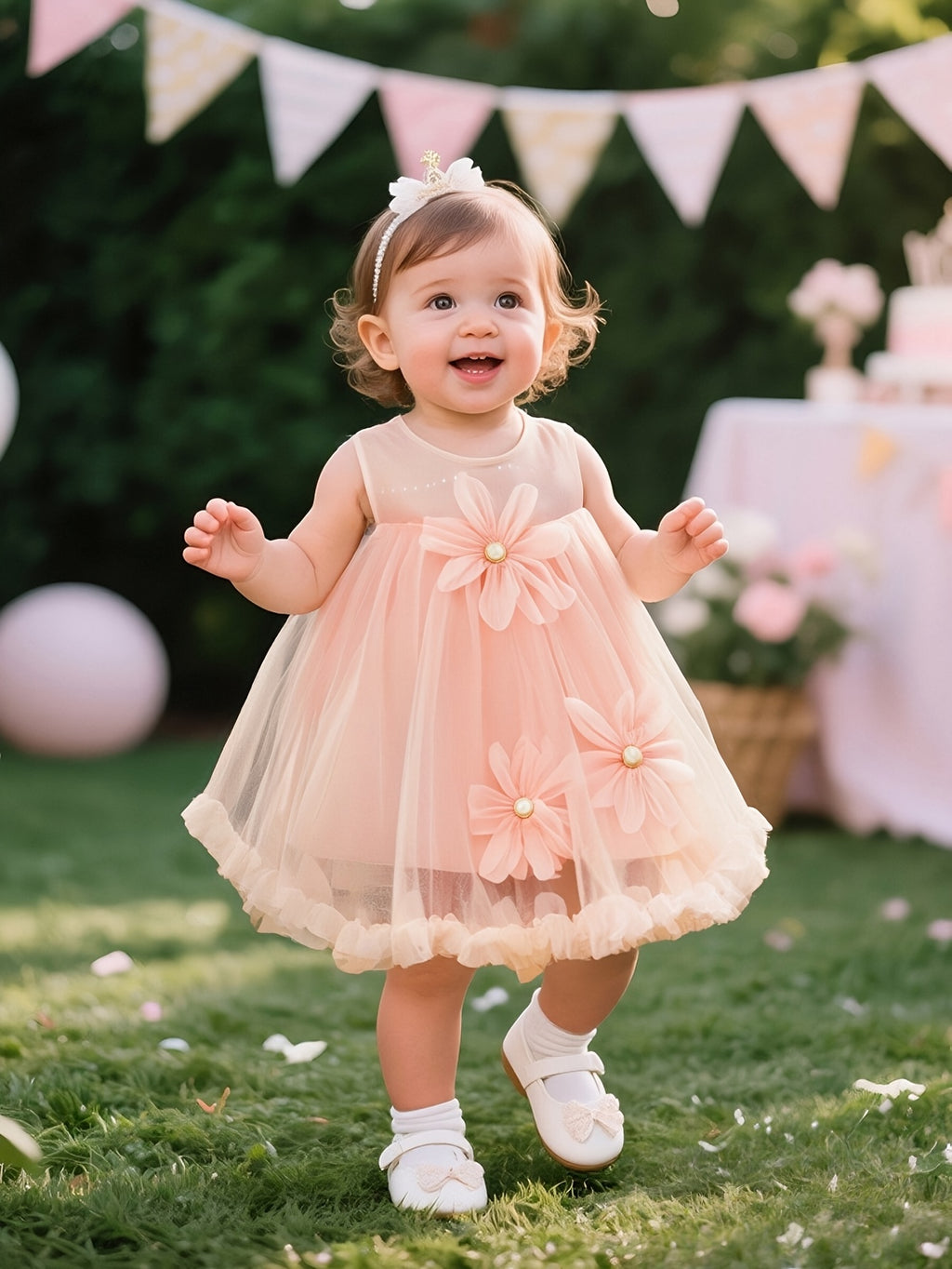 Vestido de Tul Rosa para Bebé y Niña | Lazo Grande, Falda Esponjosa | Tallas 9M a 2-3 Años