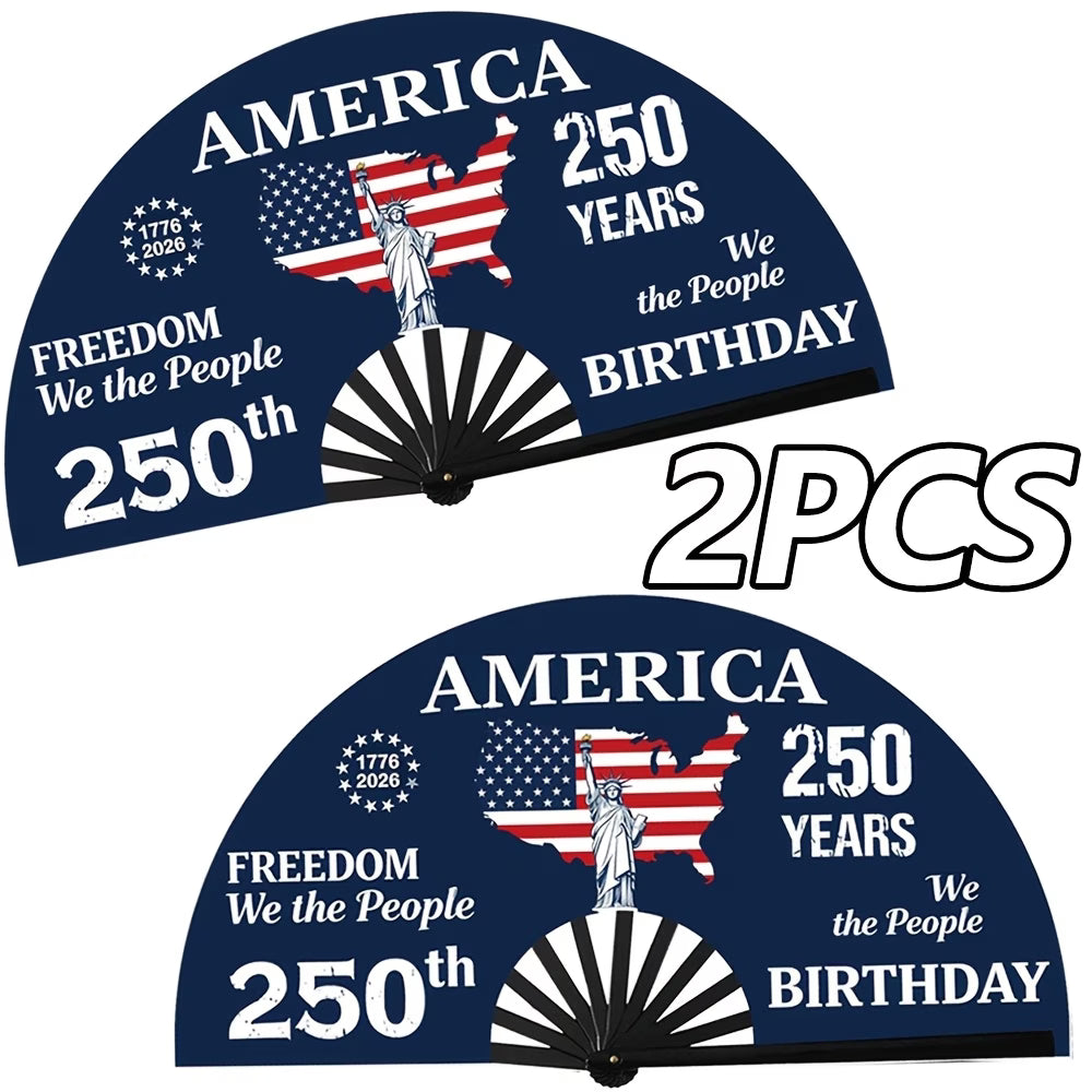 Pack 2 Abanicos Plegables Patrióticos | 250 Aniversario de América 1776-2026