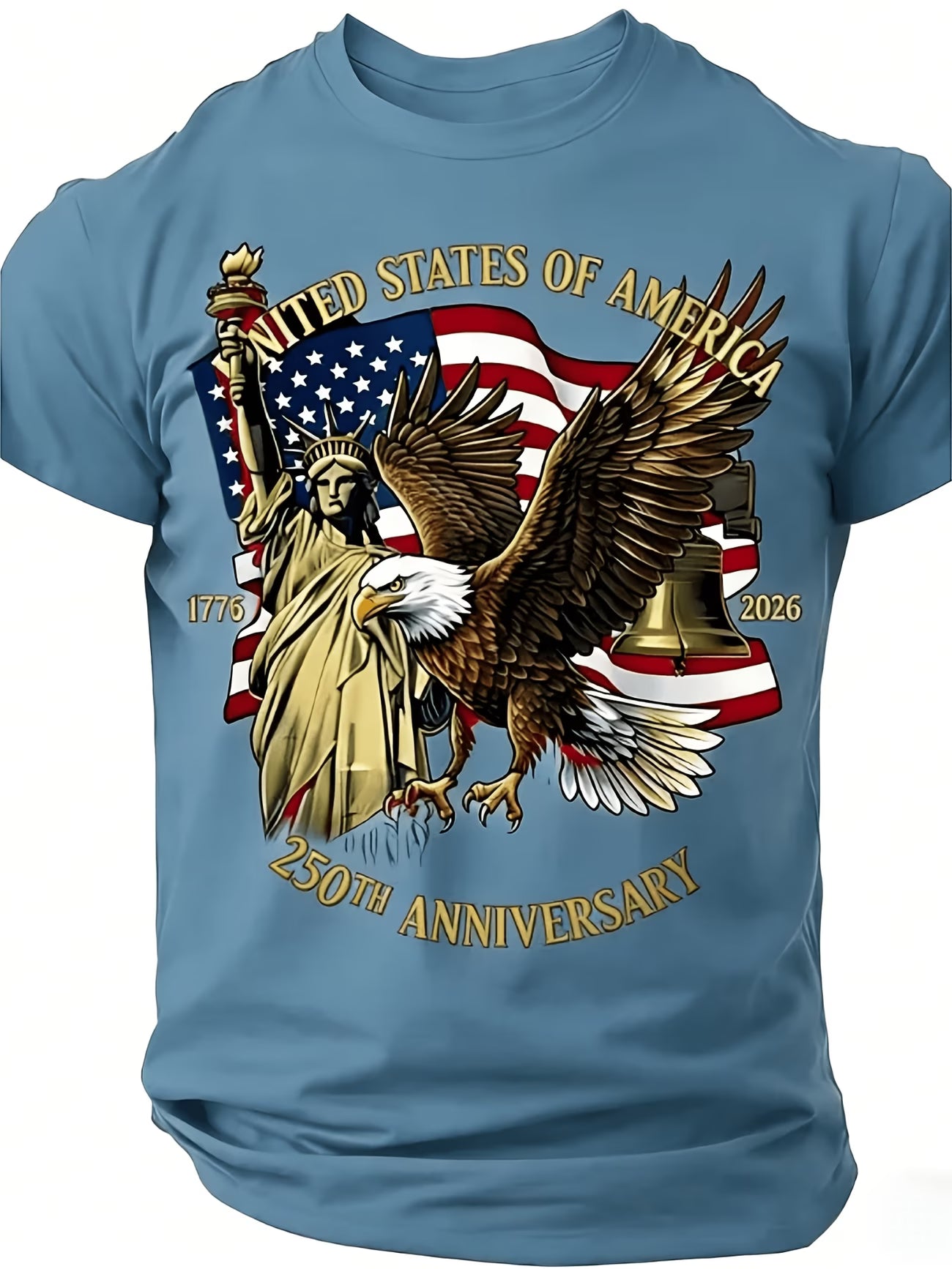 Camiseta Patriótica 250 Aniversario USA | Águila, Estatua de la Libertad y Bandera | Tallas 1XL a 6XL