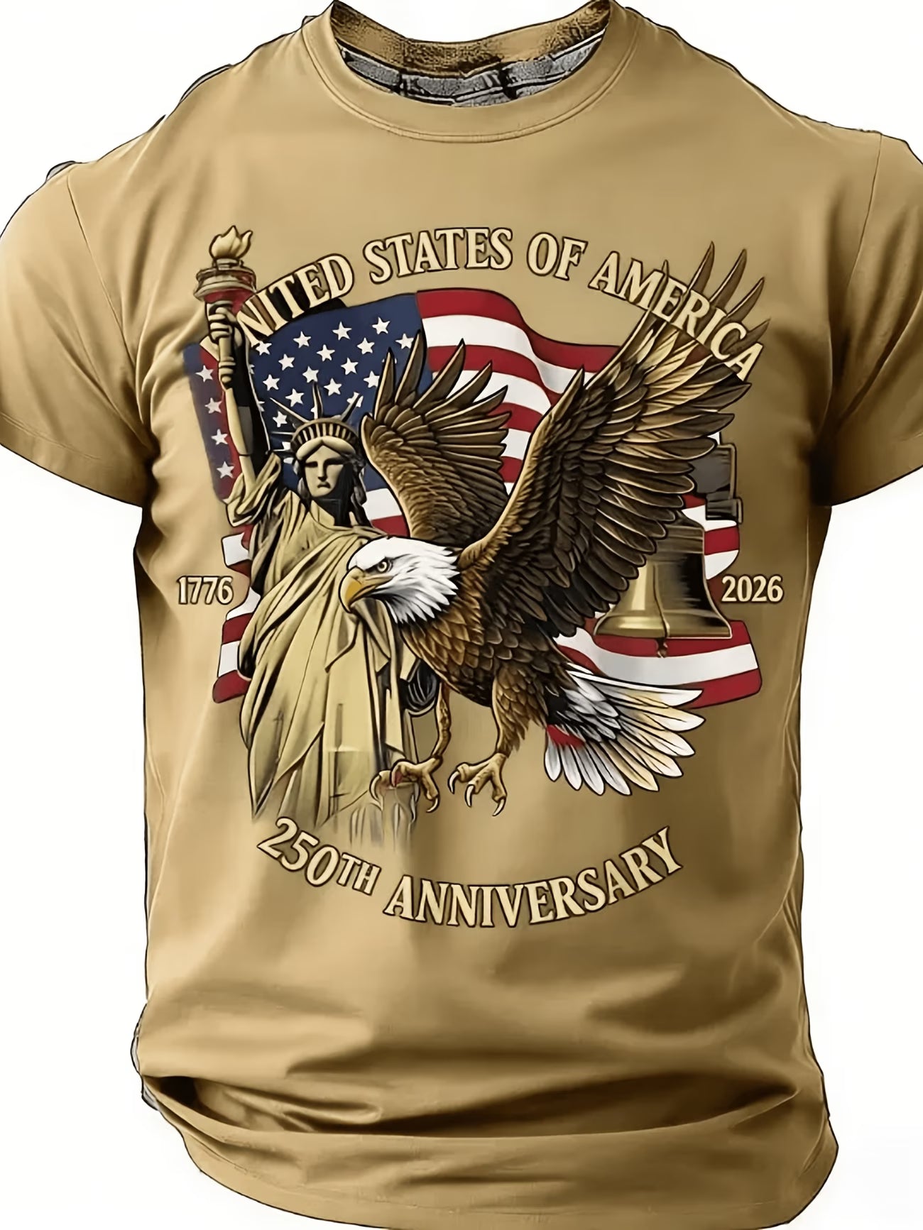 Camiseta Patriótica 250 Aniversario USA | Águila, Estatua de la Libertad y Bandera | Tallas 1XL a 6XL