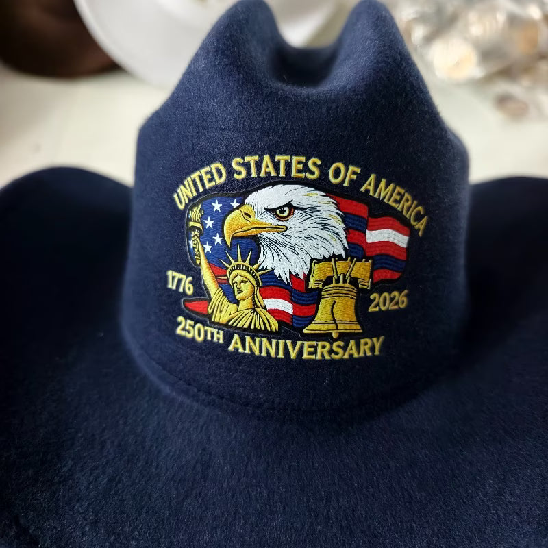 Sombrero Vaquero Patriótico 250 Aniversario USA 🤠 | Águila Bordada | 1776-2026 | 4 Colores