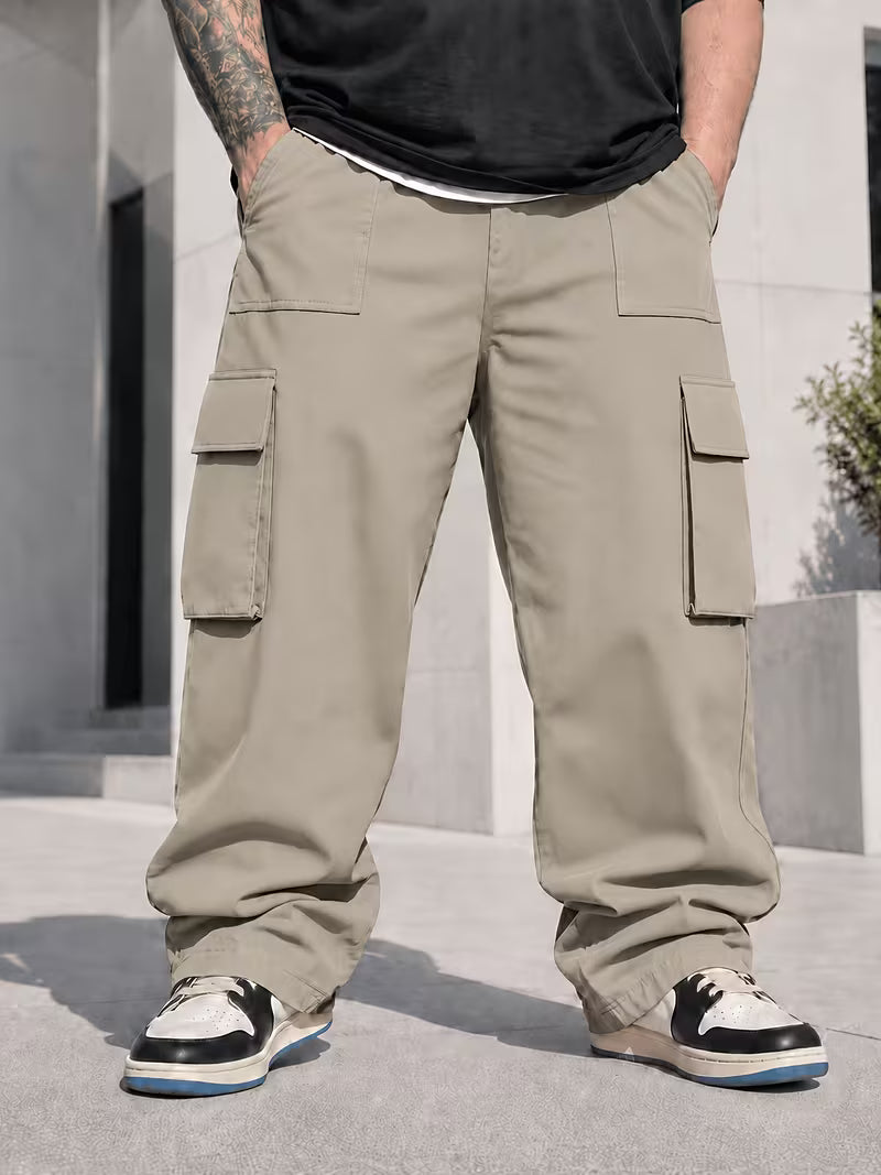 Pantalones cargo de pierna ancha para hombre de talla grande,