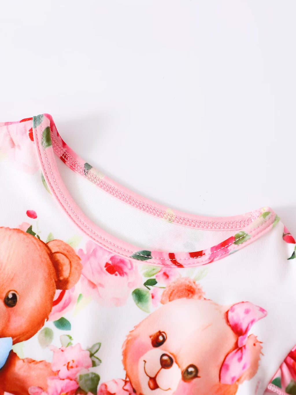 Vestido de Bebé con Ositos y Flores | Lazo Rosa | Sin Mangas | Tallas 0 a 3 Años