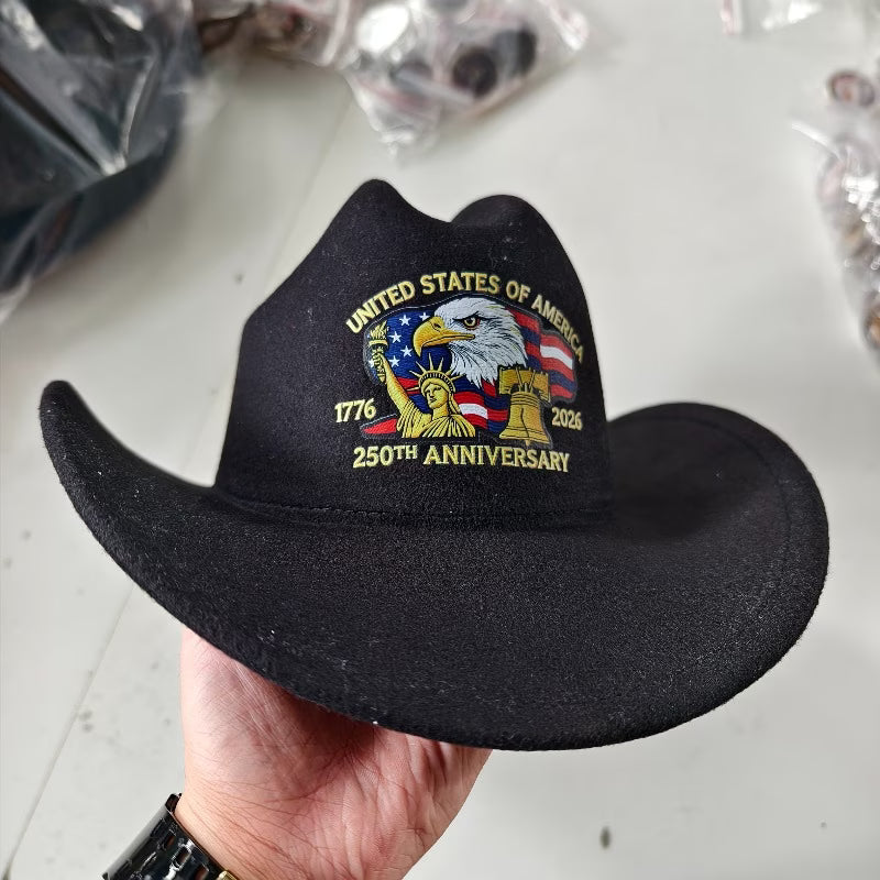 Sombrero Vaquero Patriótico 250 Aniversario USA 🤠 | Águila Bordada | 1776-2026 | 4 Colores