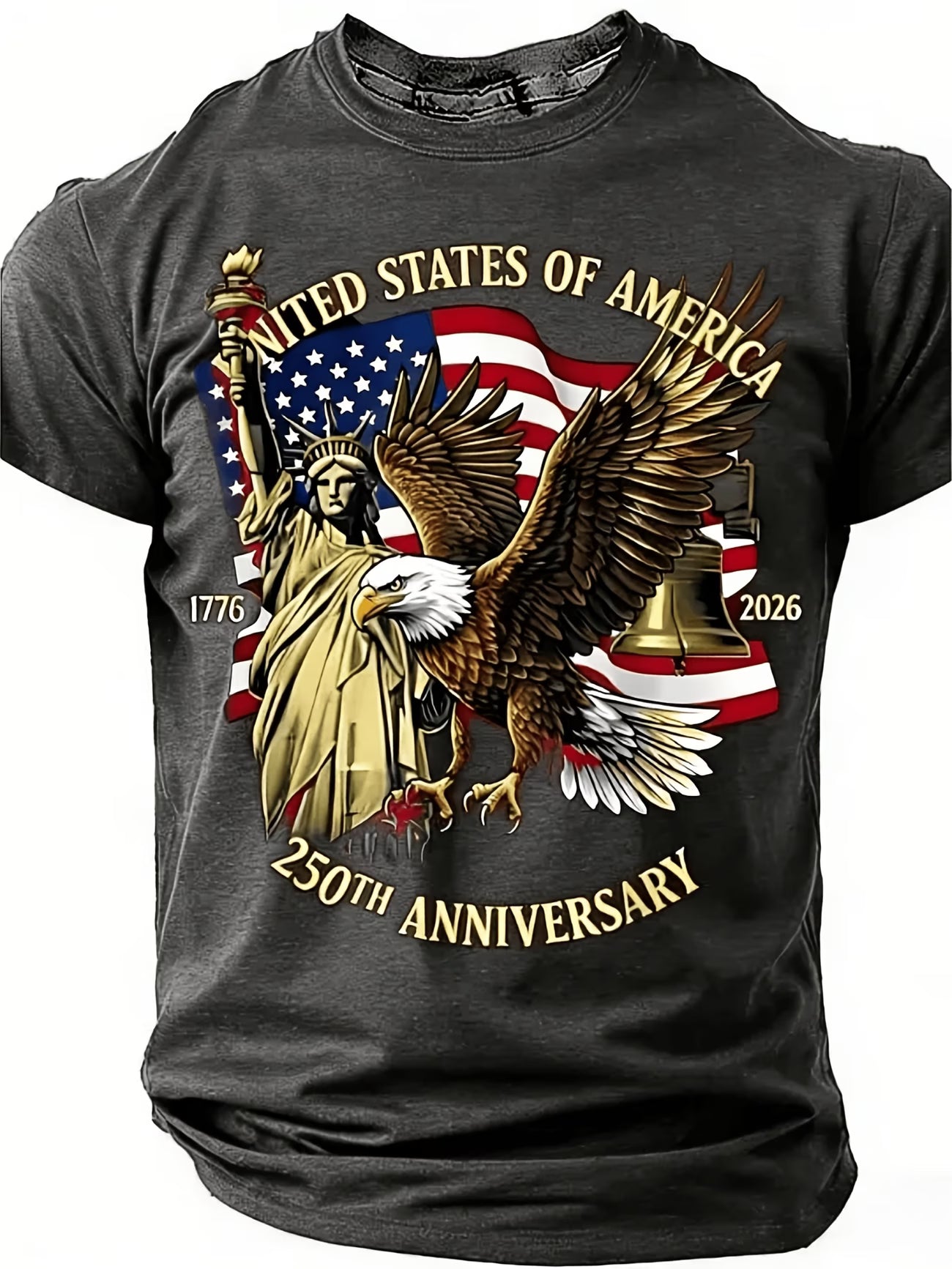 Camiseta Patriótica 250 Aniversario USA | Águila, Estatua de la Libertad y Bandera | Tallas 1XL a 6XL
