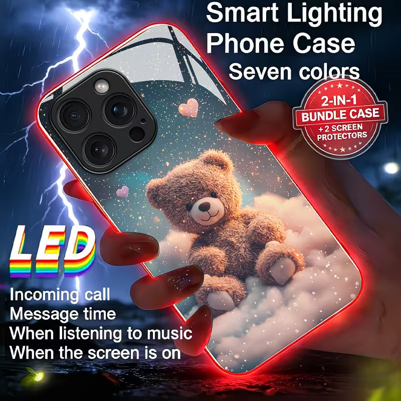 Fundas protectoras de teléfono inteligentes-Funda que se ilumina l  +  2 protectores de pantalla--Protective Phone Cases - Smart Cases - Light-Up Case + 2 Screen Protectors