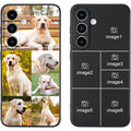 "Fundas de color negro para teléfonos Samsung.  con 6 lugares para fotos. Se le pueden imprimir 6  fotos. Tenemos  fundas para todos los modelos."