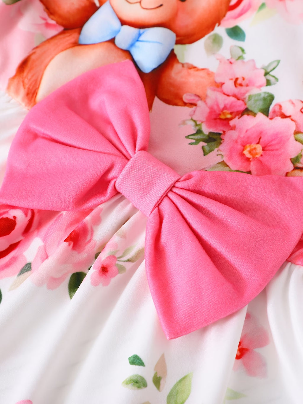 Vestido de Bebé con Ositos y Flores | Lazo Rosa | Sin Mangas | Tallas 0 a 3 Años