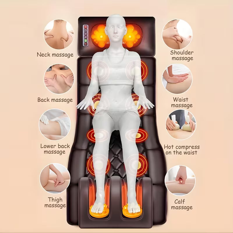 Full body massage mat for neck, back, shoulder, and leg pain relief with heat therapy at Soñando en Azul on laferiadejulio.com.