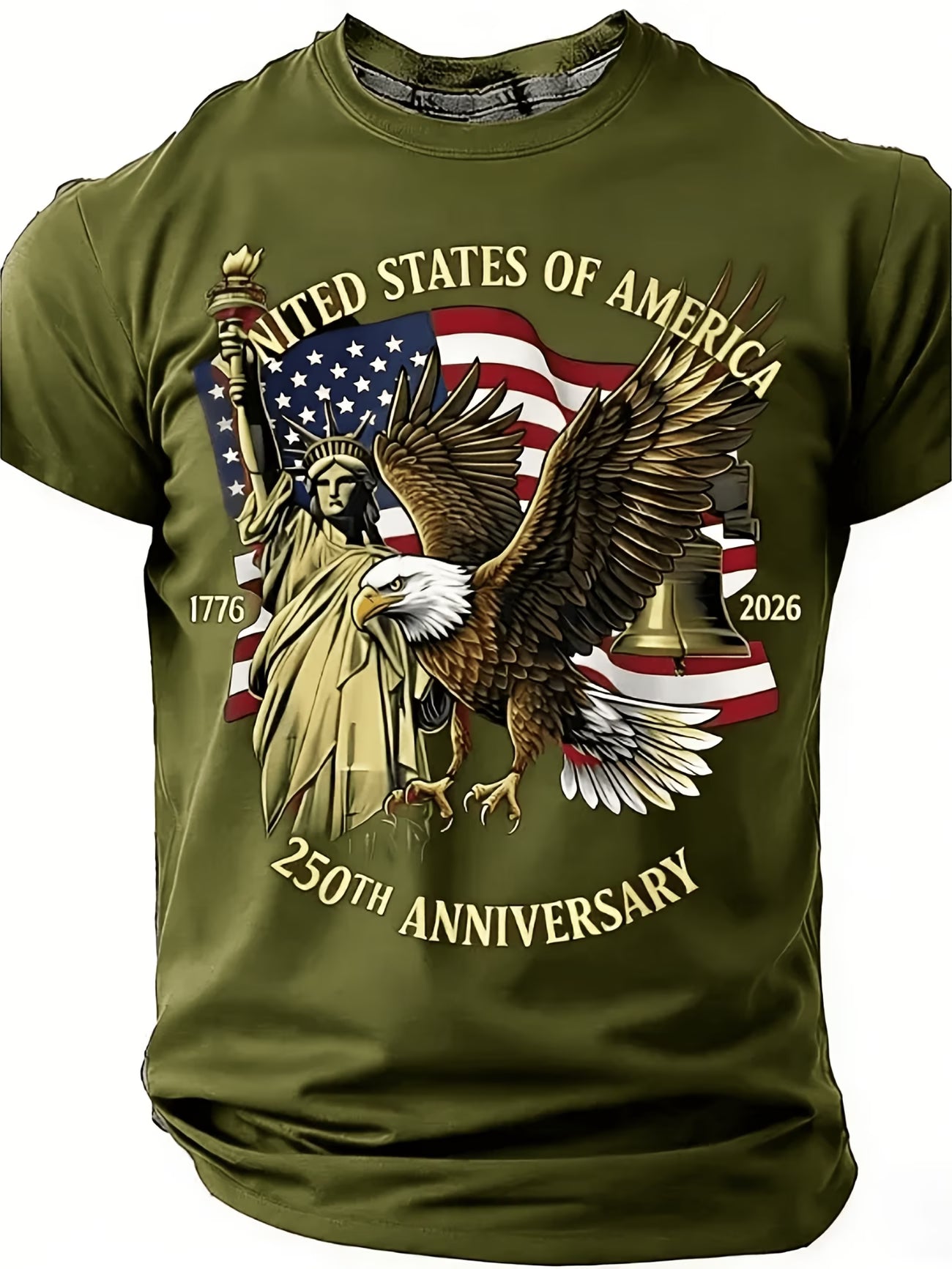 Camiseta Patriótica 250 Aniversario USA | Águila, Estatua de la Libertad y Bandera | Tallas 1XL a 6XL