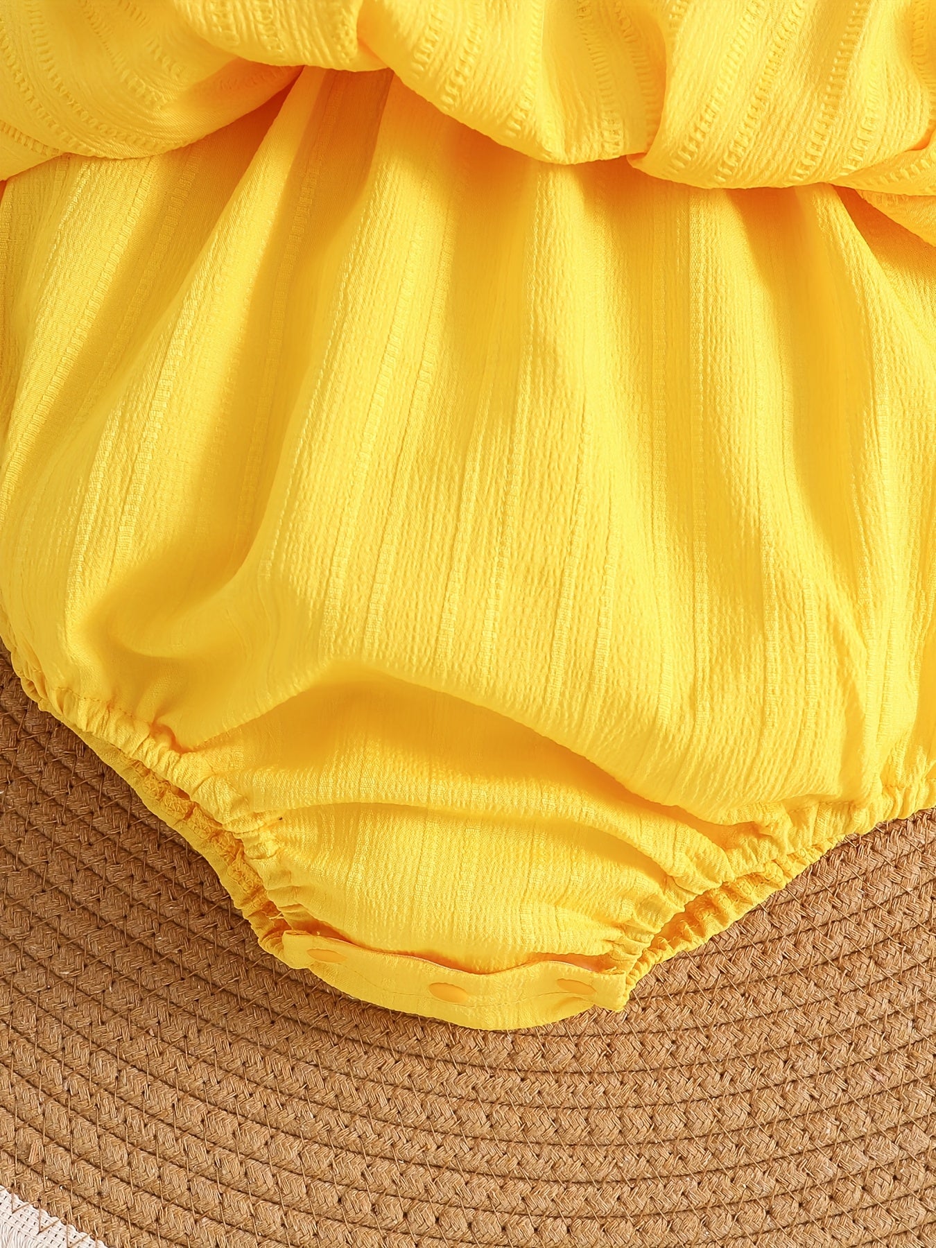 Vestido Romper Amarillo para Bebé | Bordado de Flores, Volantes y Diadema | Tallas 1-3M a 12-18M