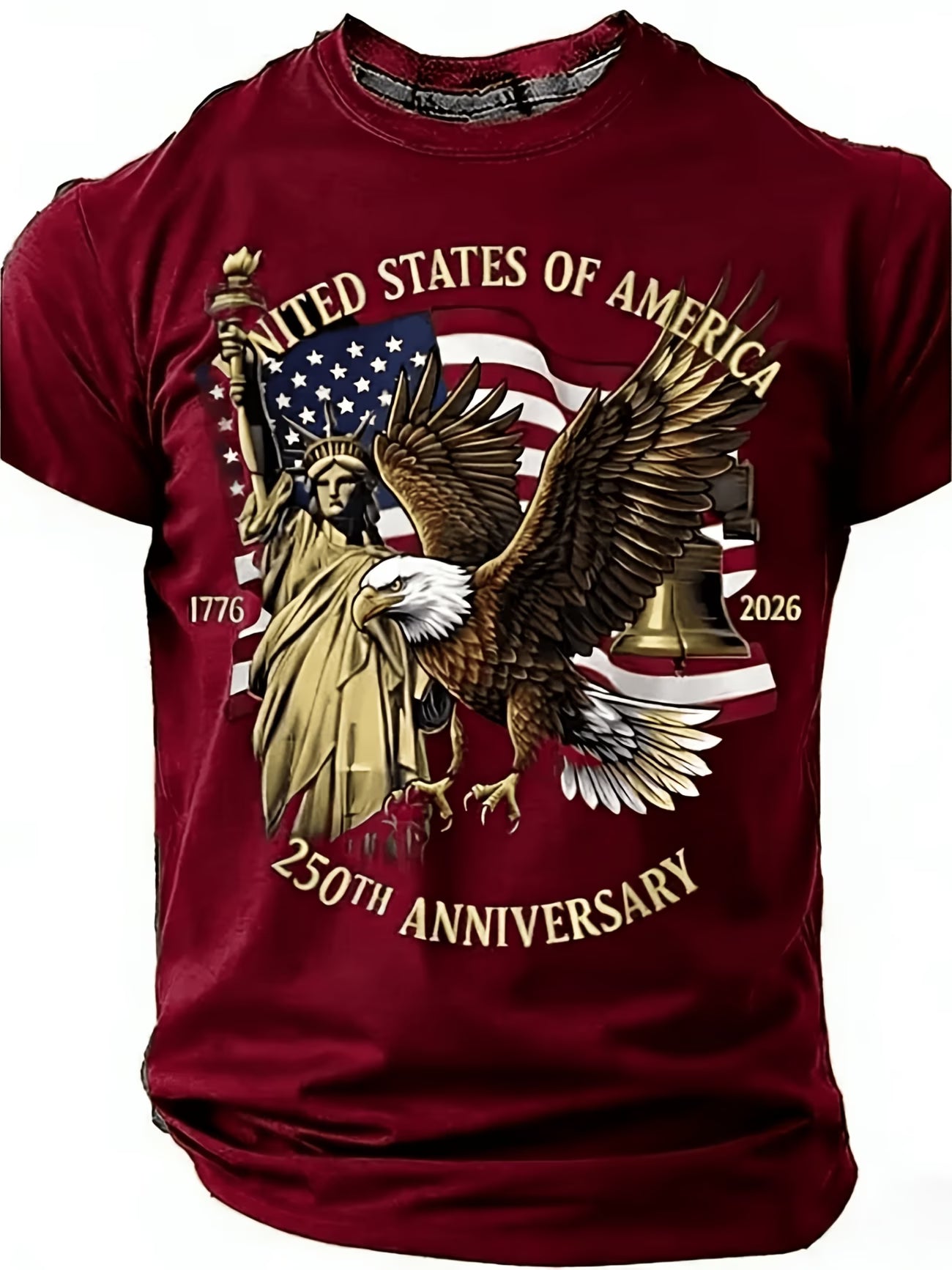 Camiseta Patriótica 250 Aniversario USA | Águila, Estatua de la Libertad y Bandera | Tallas 1XL a 6XL