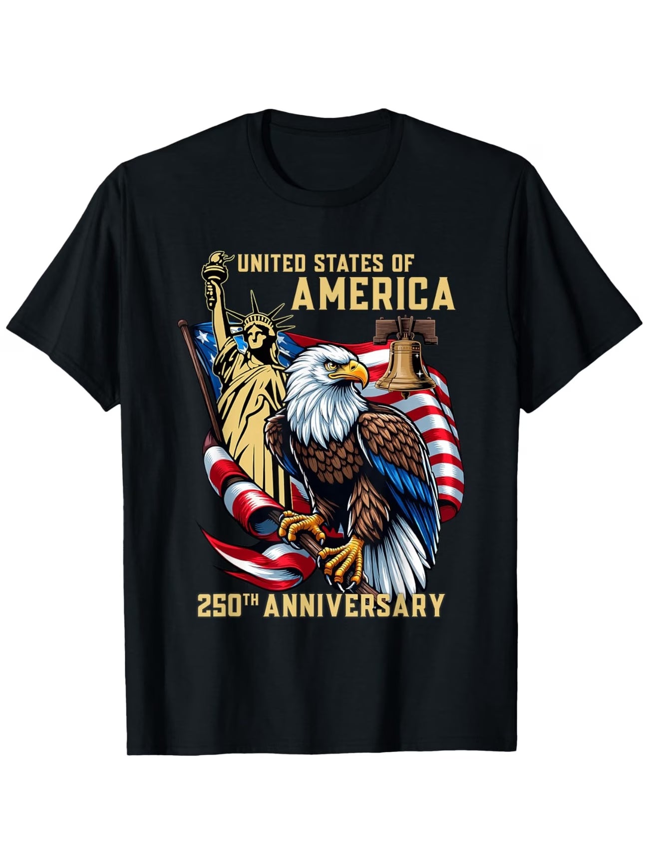 Camiseta Hombre 250 Aniversario USA | Águila y Bandera 1776-2026 | Tallas 0XL a 5XL