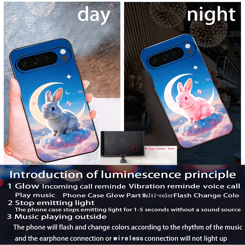 funda inteligente con luces se ilumina al recibir llamadas y notificaciones ,se escucha música