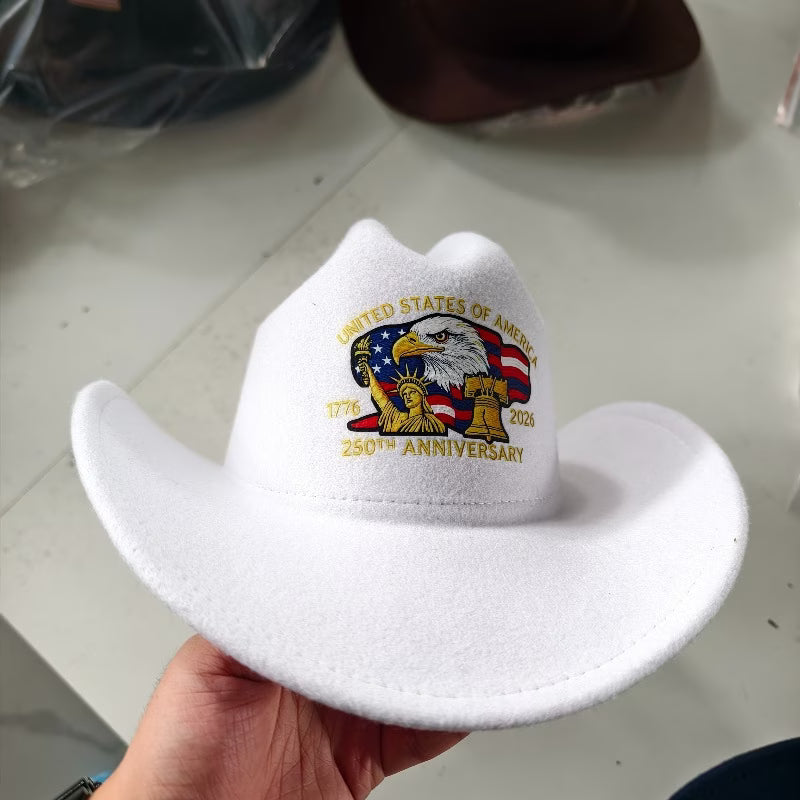 Sombrero Vaquero Patriótico 250 Aniversario USA 🤠 | Águila Bordada | 1776-2026 | 4 Colores