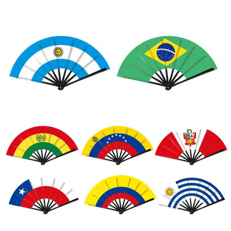 Abanico Plegable con Banderas Sudamericanas — 8 Países | Fiestas, Eventos y Animación