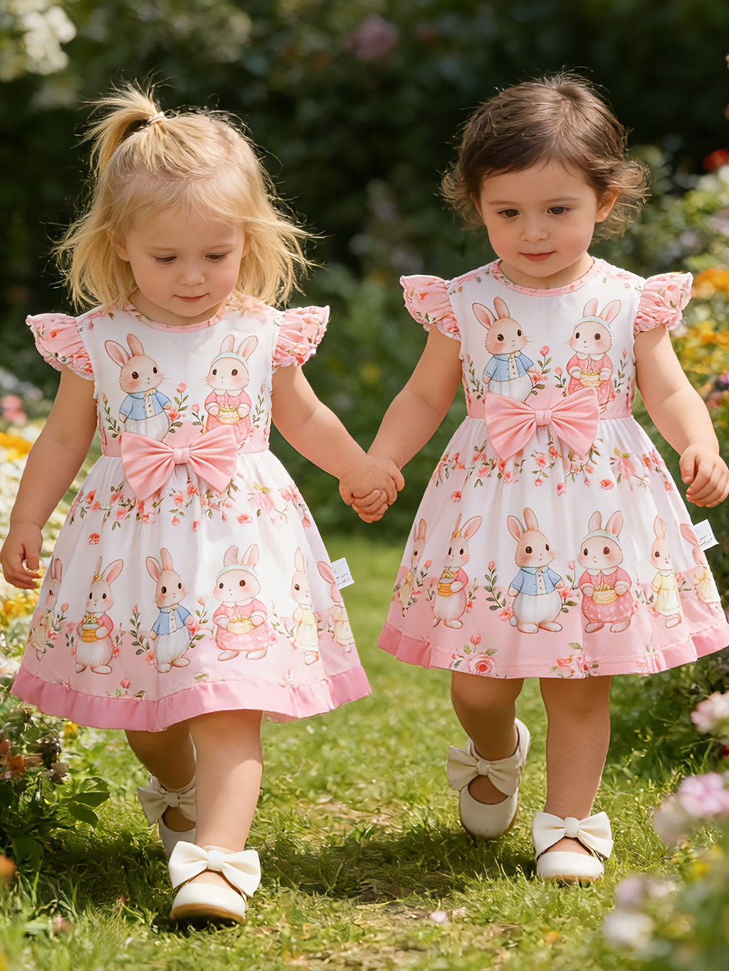 Vestido de Bebé con Ositos y Flores | Lazo Rosa | Sin Mangas | Tallas 0 a 3 Años
