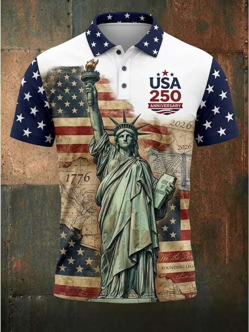Polo Patriótica 250 Aniversario USA 1776-2026 | Estatua de la Libertad