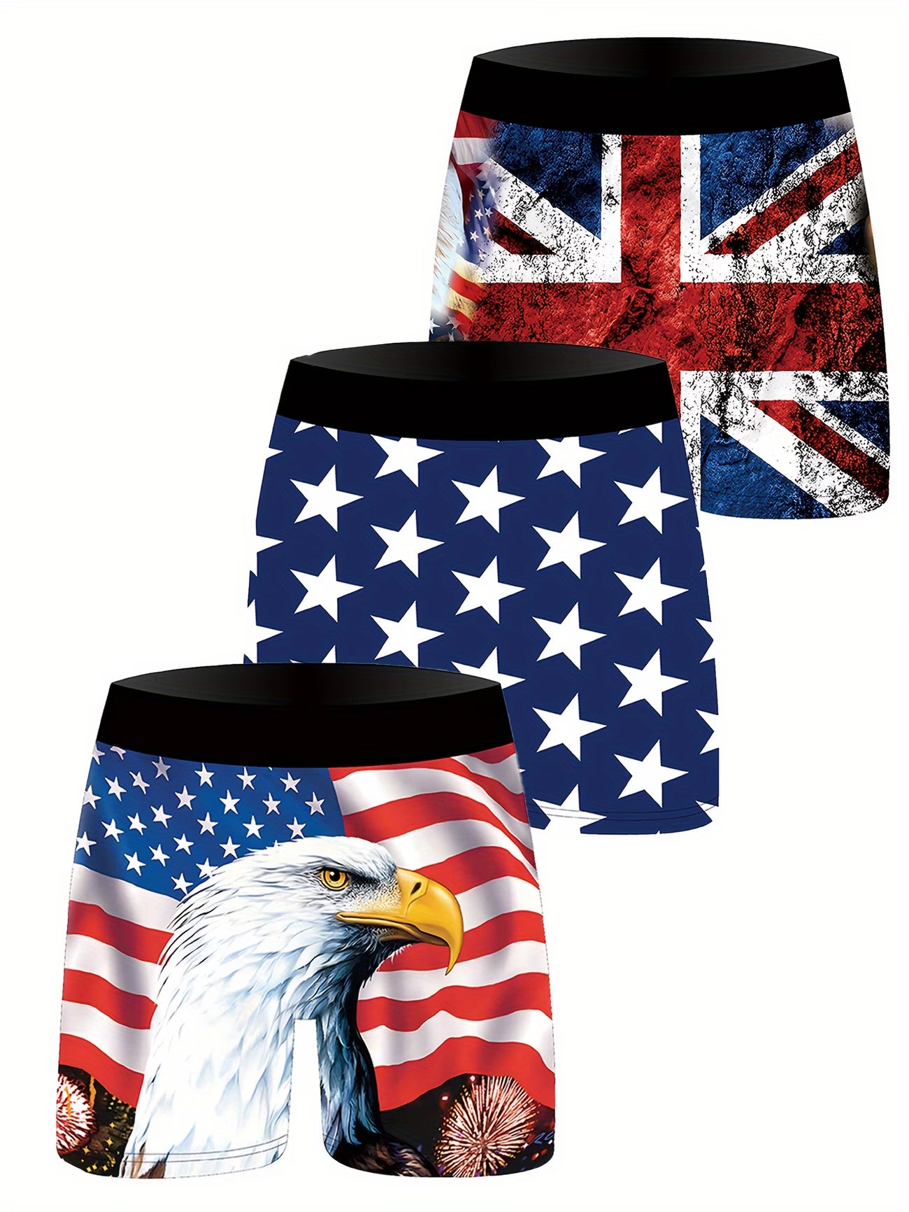 Bóxers Patrióticos para Hombre | Águila Americana y Bandera USA 🦅🇺🇸 | Pack de 3