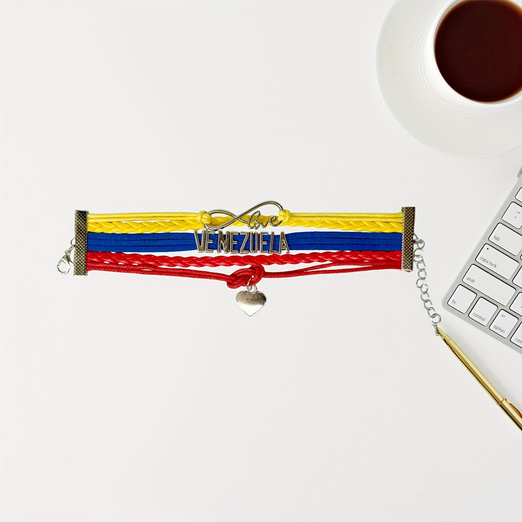 Pulsera Tejida a mano ,de Venezuela  con Amor Infinito | Unisex Ajustable | Regalo Patriótico y Significativo