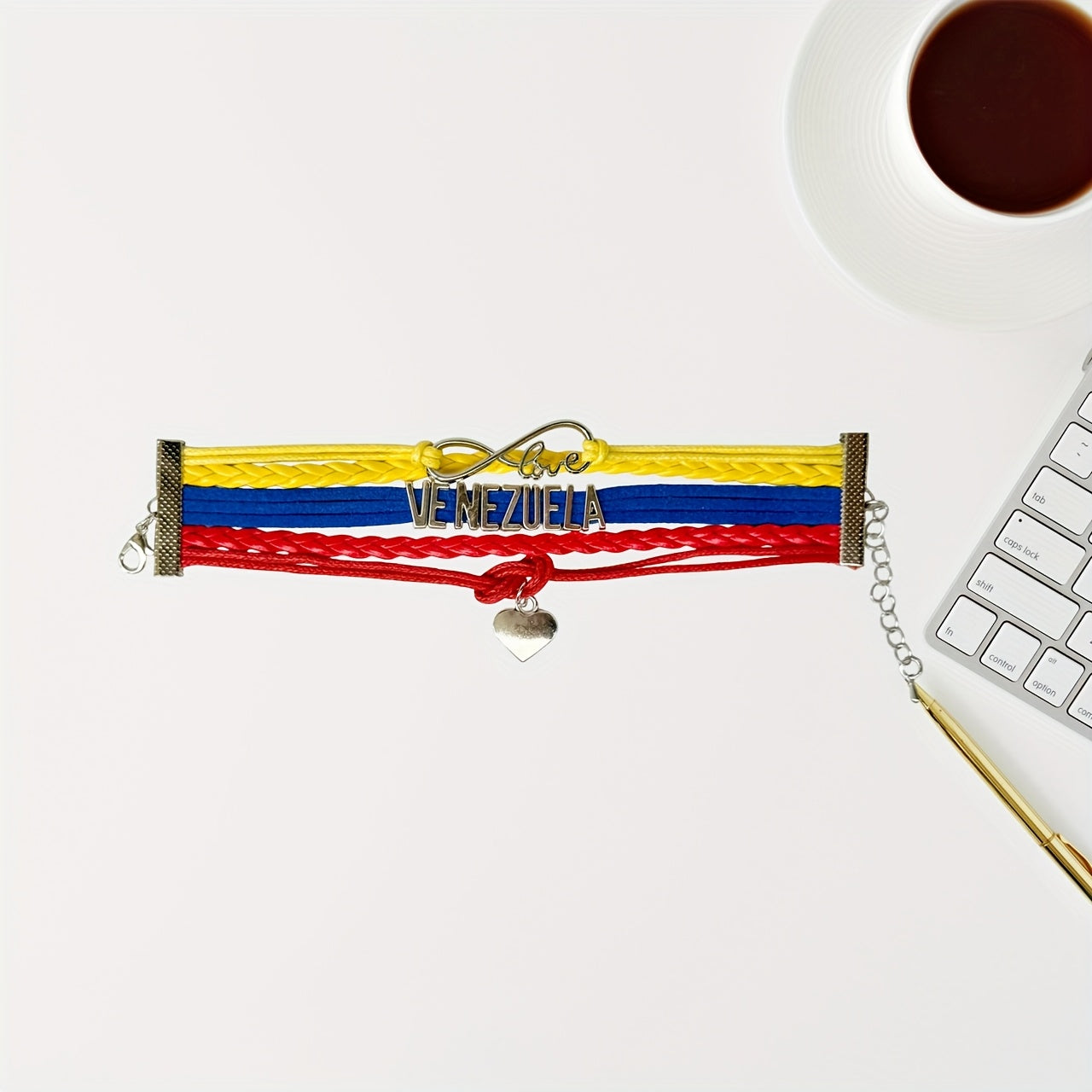 Pulsera Tejida a mano ,de Venezuela  con Amor Infinito | Unisex Ajustable | Regalo Patriótico y Significativo