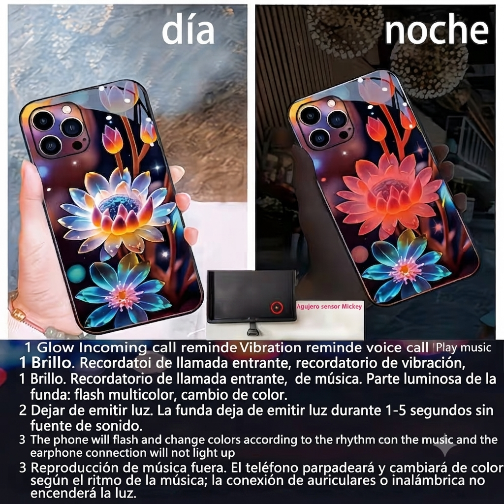 Funda inteligente , se ilumina al recibir llamadas o notificación  especial para reuniones donde tu telefono sera la estrella 