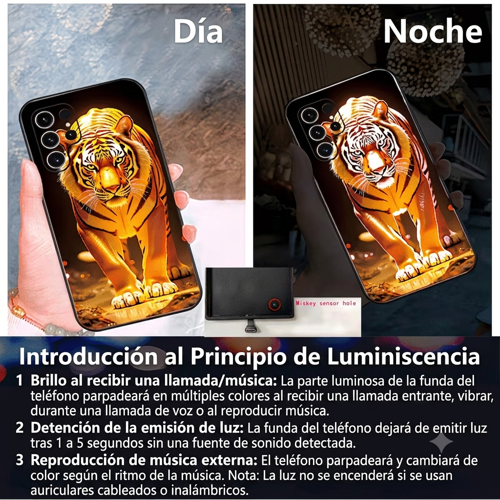 Funda inteligente tigre de fuego iluminada en 7 colores — tecnología de última generación — Soñando en Azul laferiadejulio.com