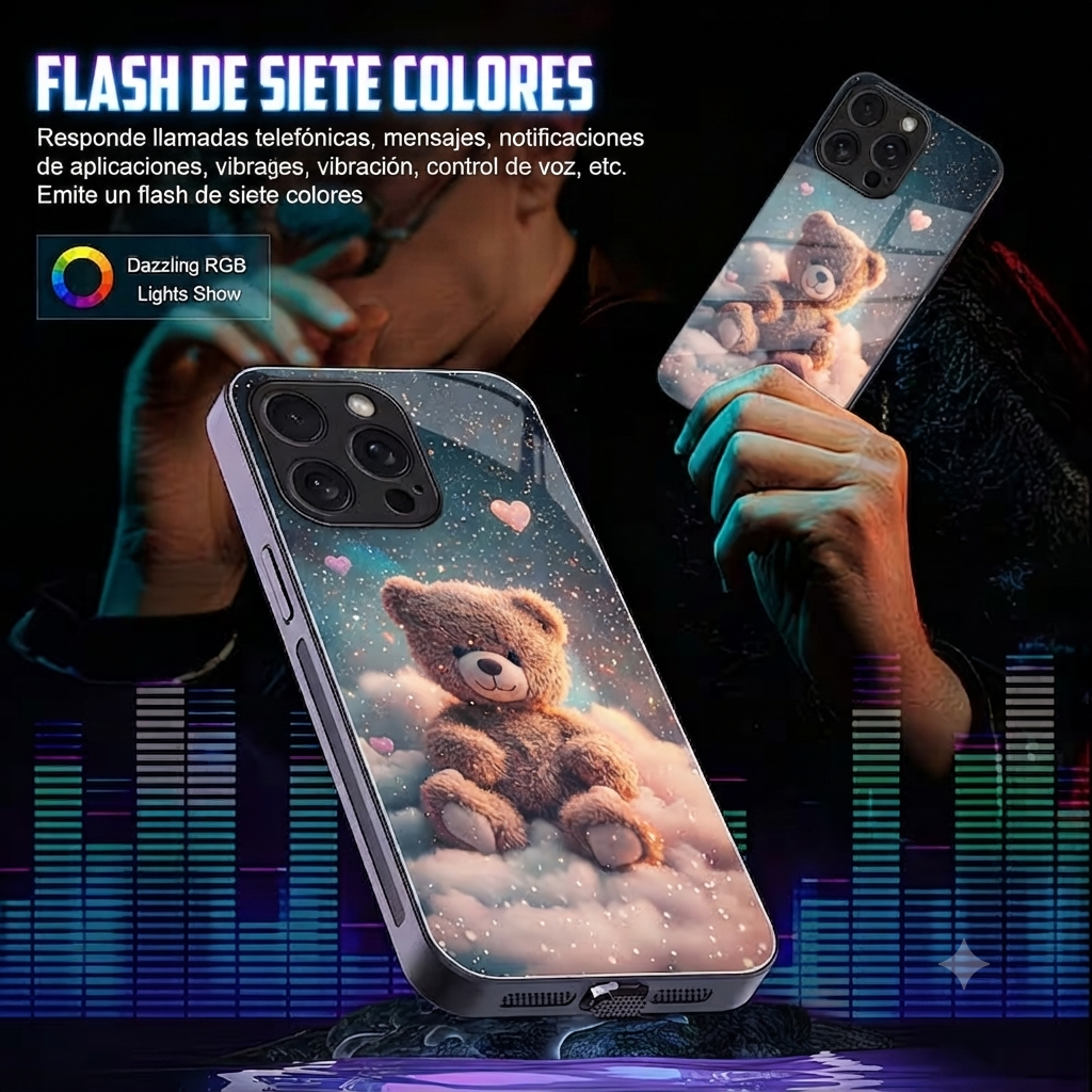 Complete protection bundle: smart phone cases with LED lights and 2 screen protectors--
Funda para teléfono inteligente más 2 protectores de pantalla de vidrio templado incluidos.