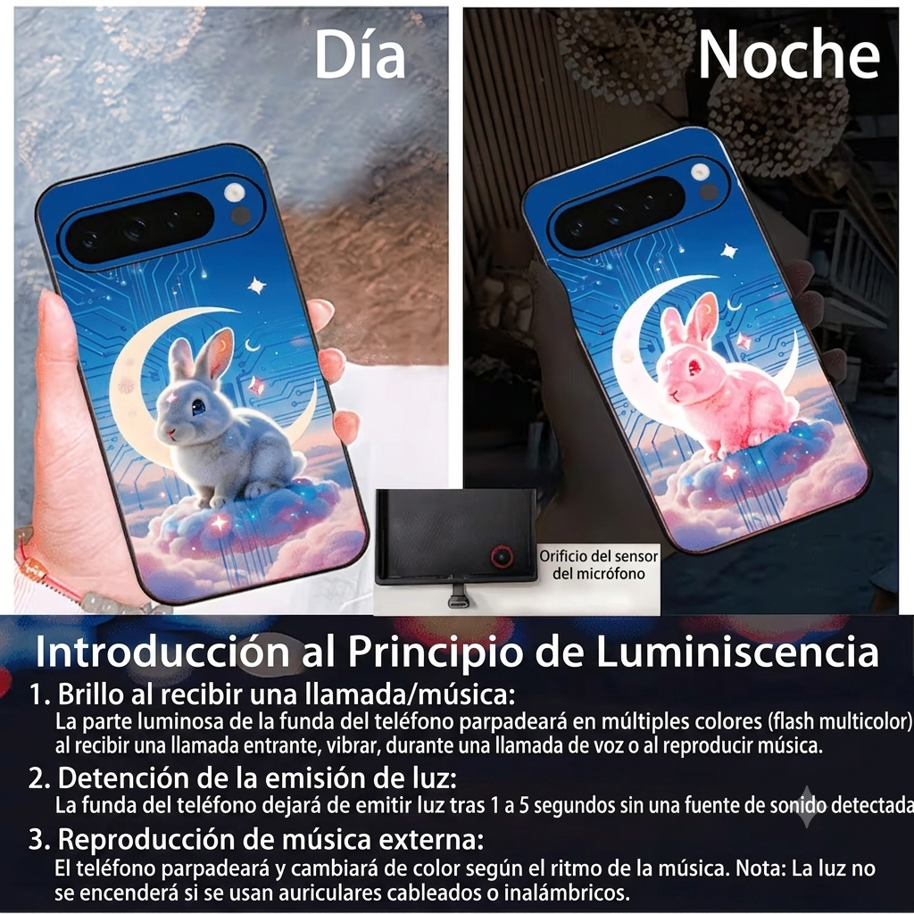 fundas de teléfono, reproduce música ,se ilumina al  recibir llamadas