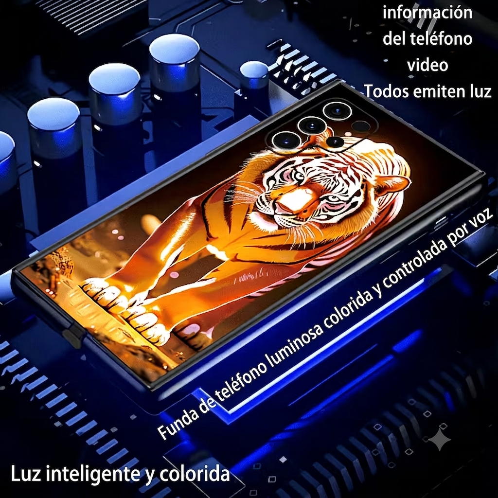 Funda inteligente tigre de fuego iluminada — 6 capas de construcción — Soñando en Azul laferiadejulio.com