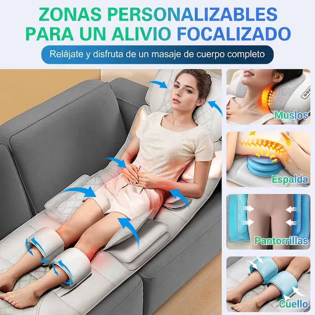 Masaje de compresión de aire para muslos espalda pantorrillas y cuello en una sola alfombrilla