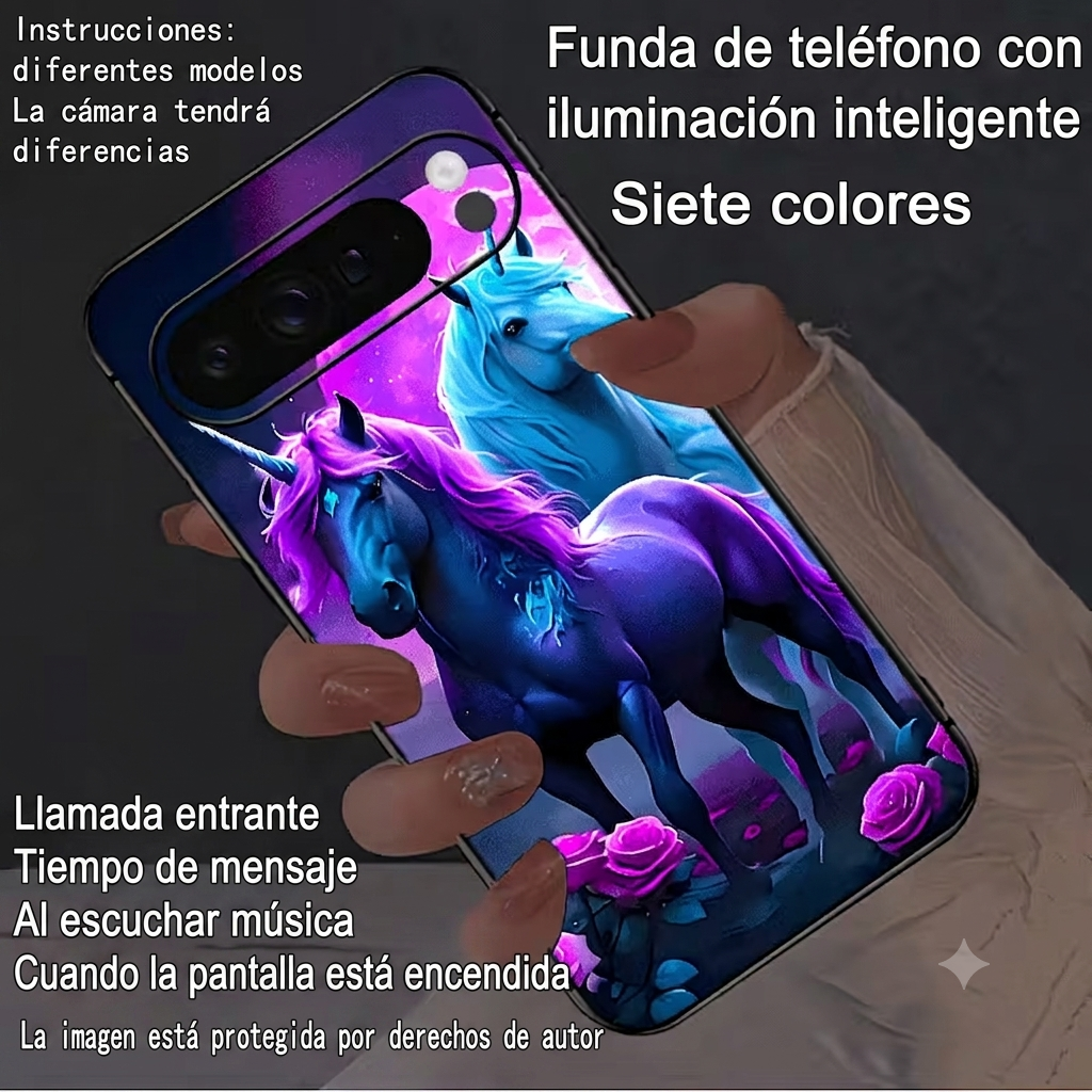 funda de teléfono con   iluminación  inteligente  siete colores ,se ilumina al recibir llamadas