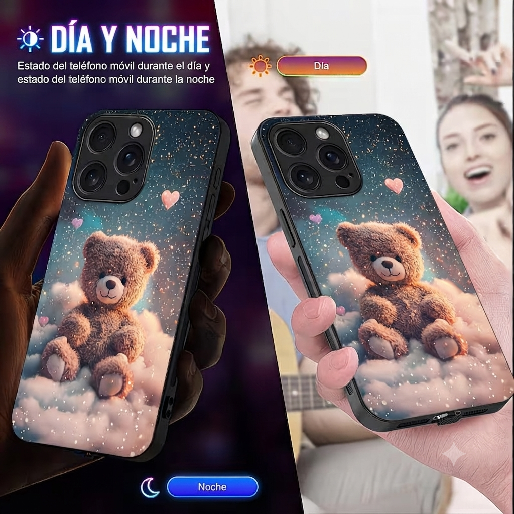 funda de teléfono luminosa que se ve luminosa durante el dia  y brillante de noche --Complete protection bundle: smart phone cases with LED lights and 2 screen protectors.--