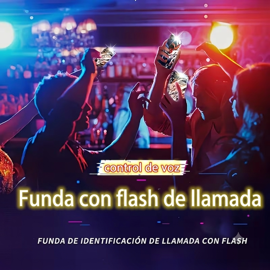 Funda con flash de llamada y control de voz — funda de identificación de llamada con flash en ambiente de fiesta nocturna