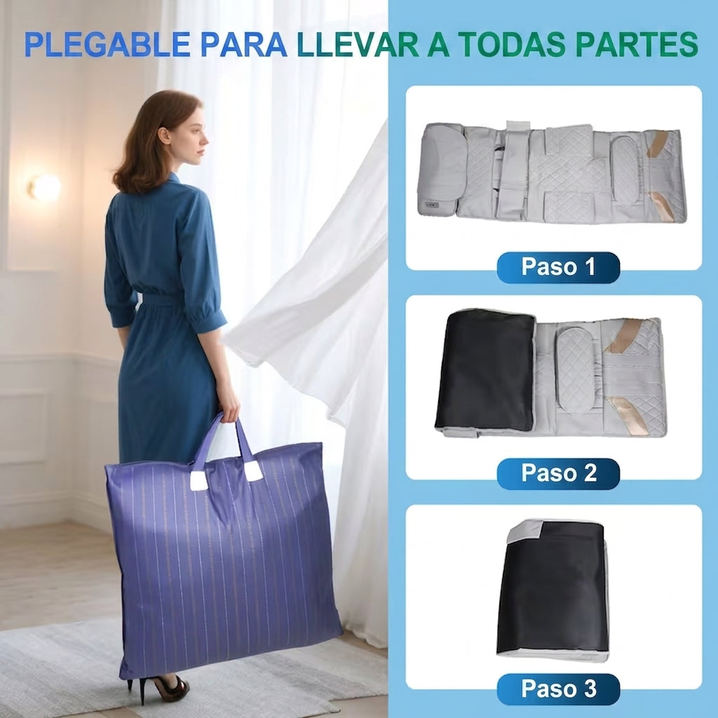 Cómo plegar la alfombrilla de masaje en 3 pasos para guardar o viajar con ella