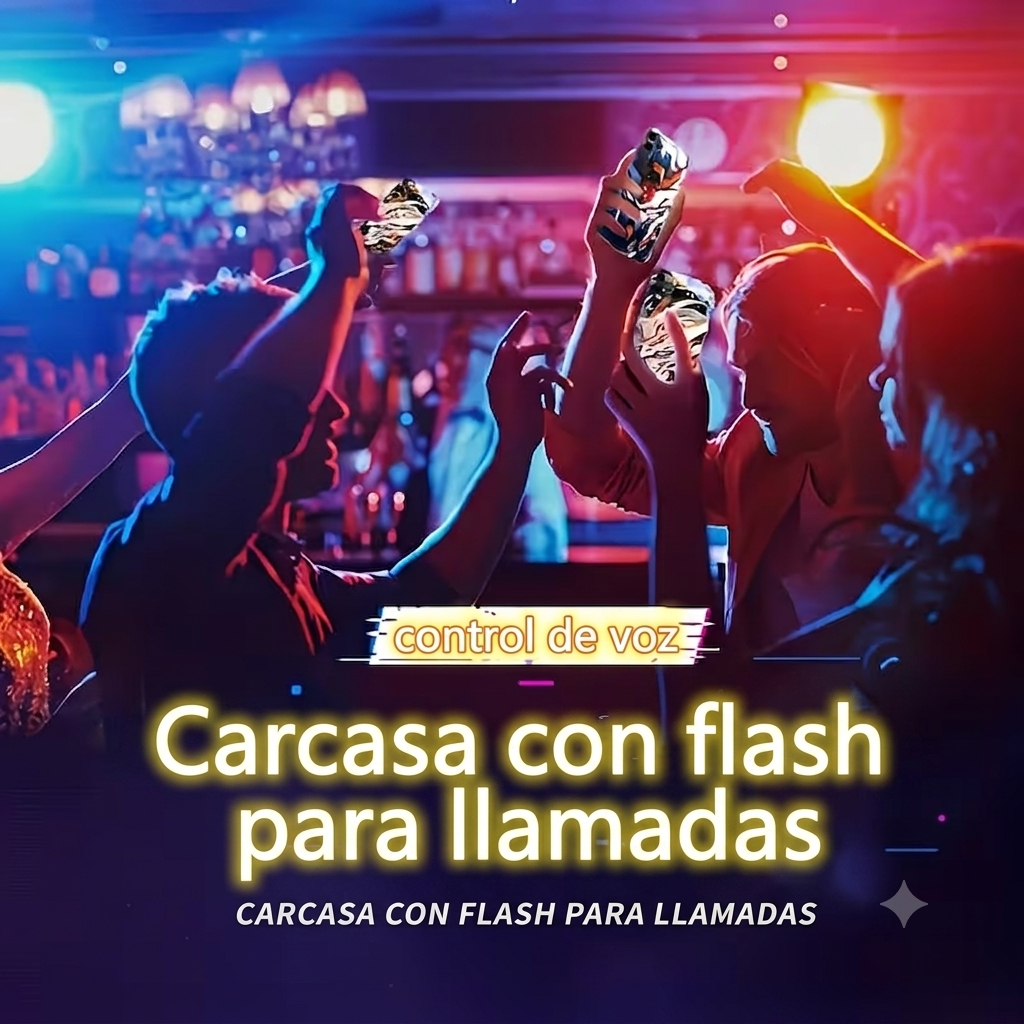Funda para teléfonos con flash LED y control de voz — se ilumina con llamadas y música"
