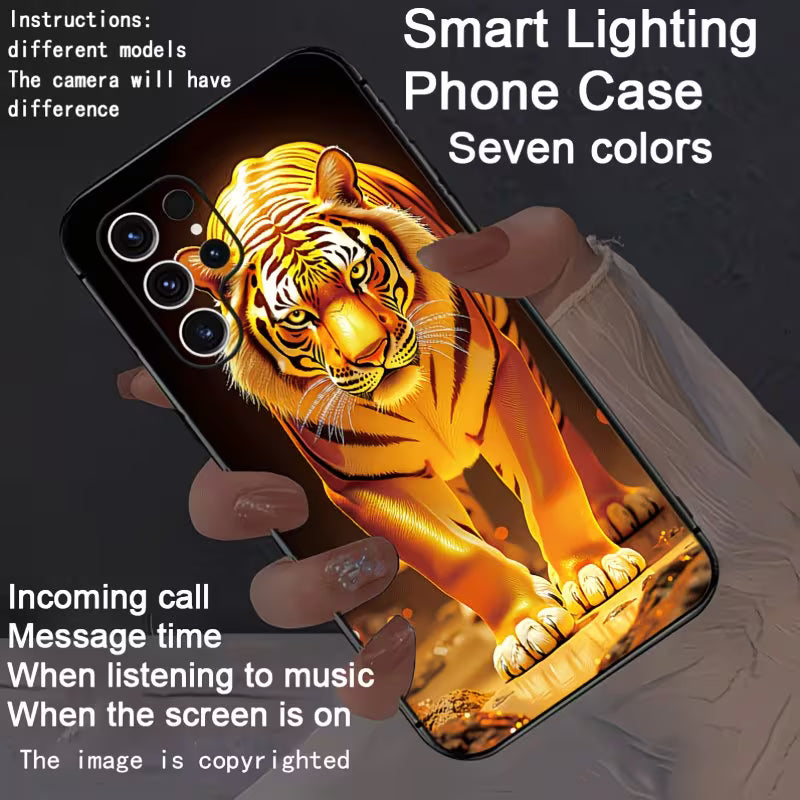 Funda luminosa tigre de fuego Smart Lighting Phone Case 7 colores — Soñando en Azul laferiadejulio.com