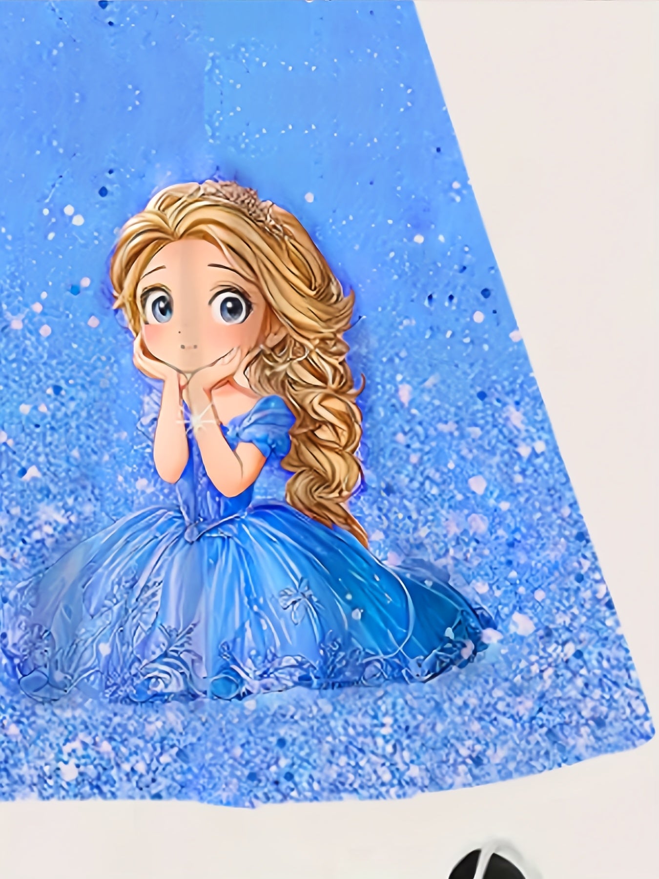 Vestido Azul Brillante con Princesa para Niña | Estampado Mágico | Tallas 5-6 a 13-14 Años