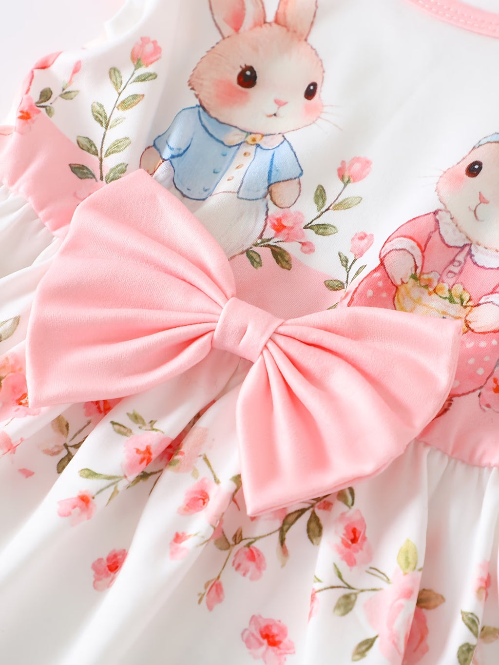 Vestido de Bebé con Ositos y Flores | Lazo Rosa | Sin Mangas | Tallas 0 a 3 Años