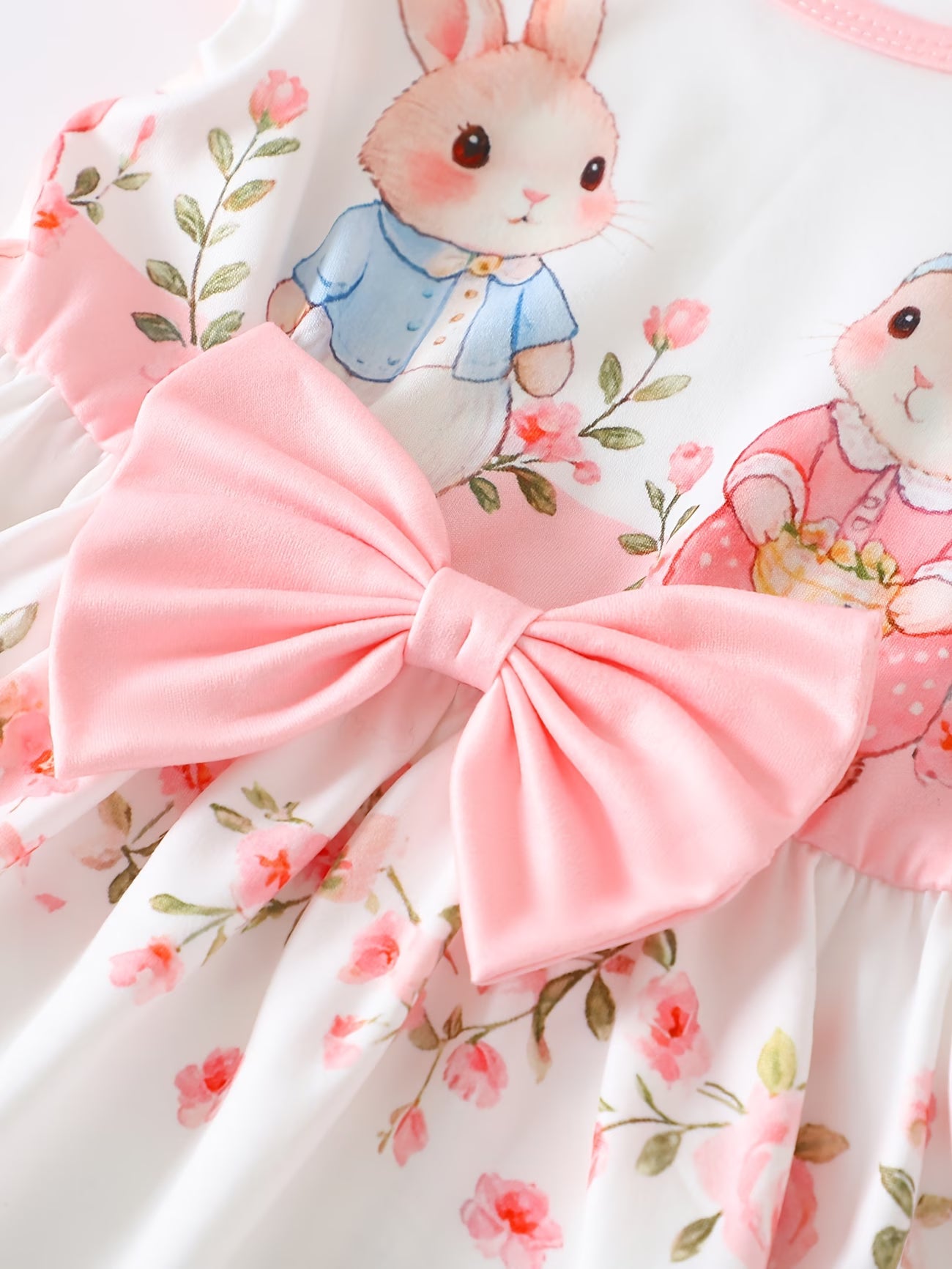 Vestido de Bebé con Ositos y Flores | Lazo Rosa | Sin Mangas | Tallas 0 a 3 Años